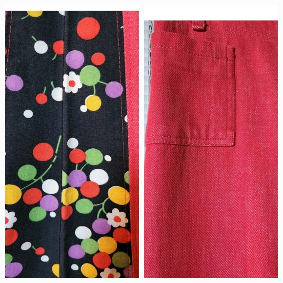 Vintage 60's/70's NUGGI Red Bell Bottoms with Contrast Inset Sides - Picture 4 of 5